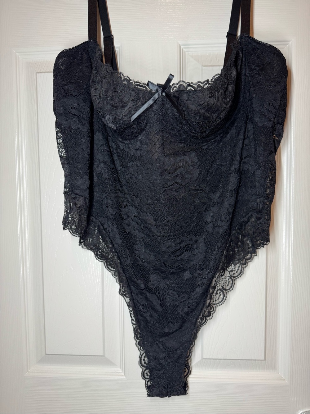 Oh La La Cheri Black Lace Bustier Teddy Bodysuit plus size 4X